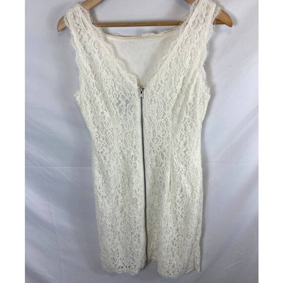 Adrianna Papell Cream Lace Overlay Sheath Dress Size 10 - Picture 7 of 7